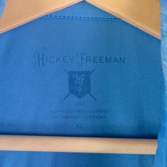 Hickey Freeman Polo Mens Extra Large Blue Geometric Performance Golf Fish Scale - Picture 7 of 8